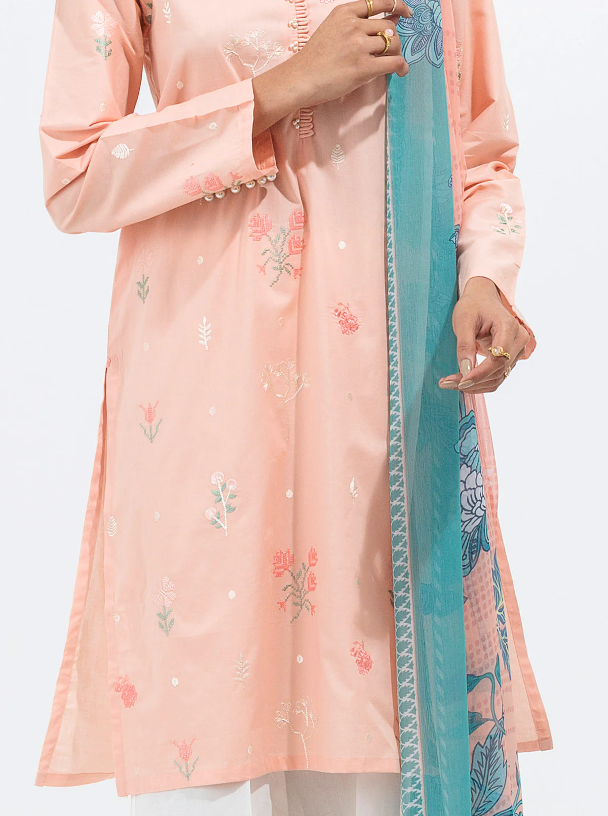 2 PIECE EMBROIDERED CAMBRIC SUIT (PRET) - Image 2