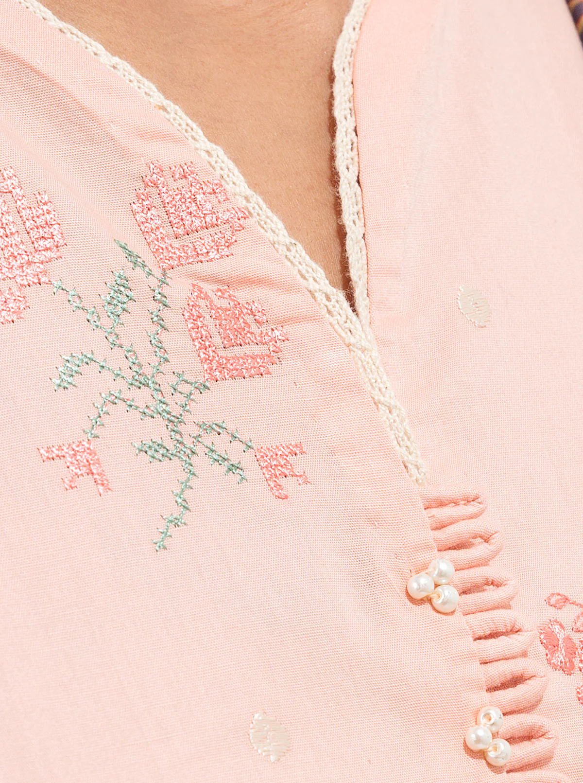 2 PIECE EMBROIDERED CAMBRIC SUIT (PRET) - Image 4