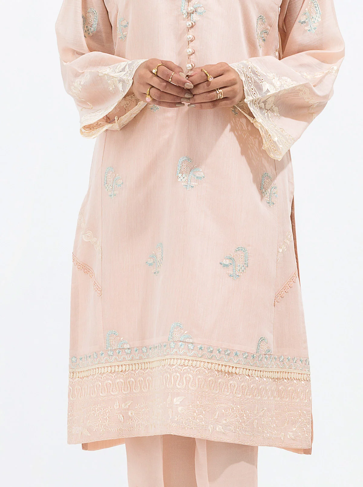 EMBROIDERED PAPER COTTON SHIRT (LUXURY PRET) - Image 2