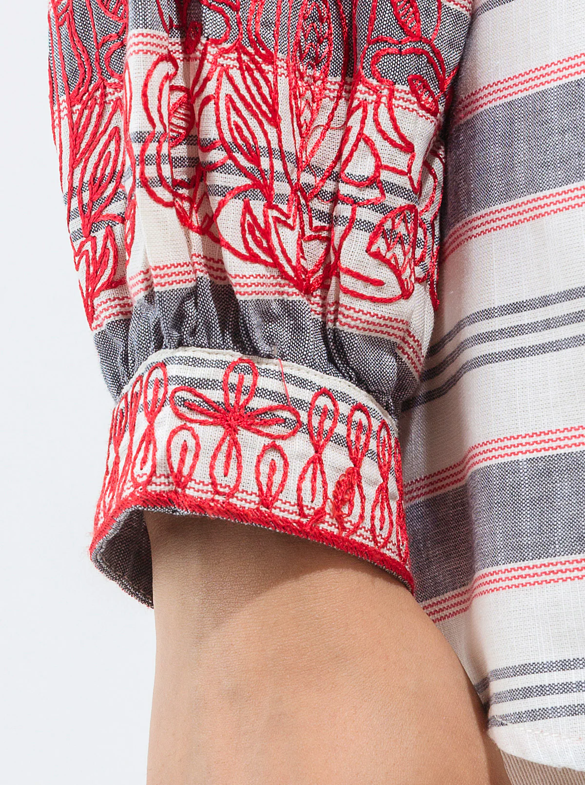 EMBROIDERED YARN DYED SHIRT (PRET) - Image 3