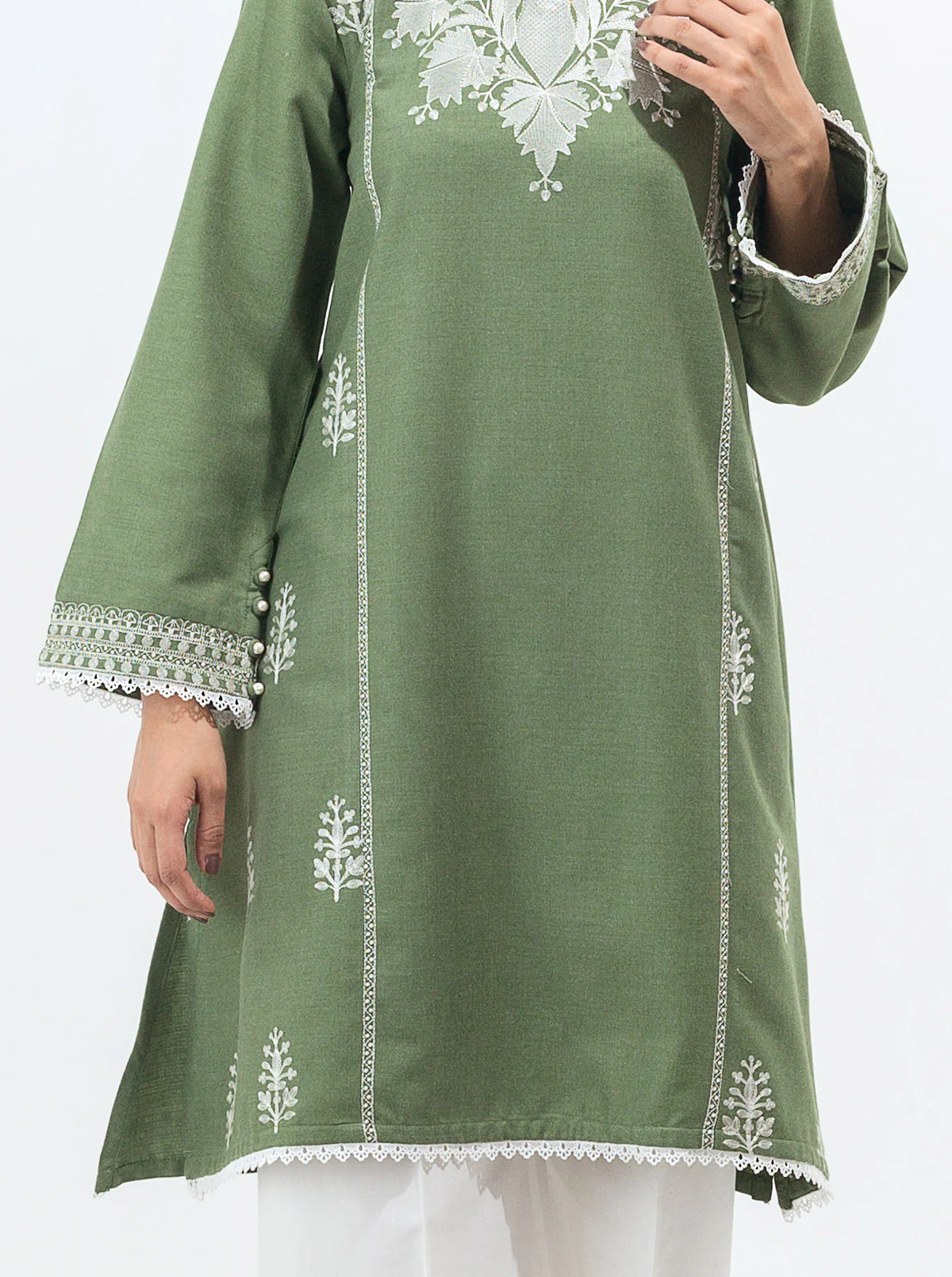 EMBROIDERED MISSOURI KHADDAR SHIRT (PRET) - Image 2