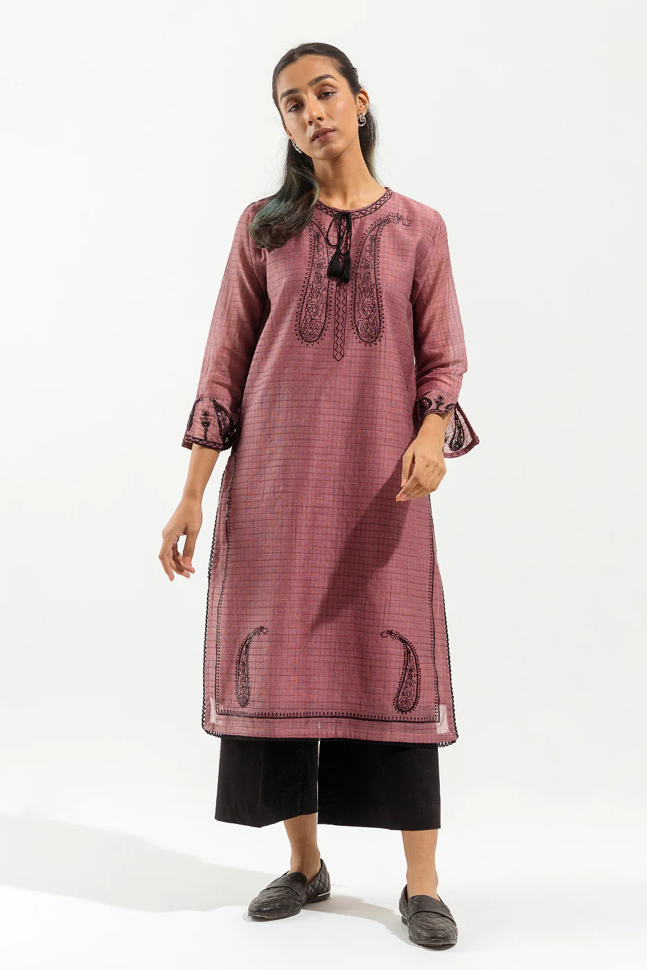 EMBROIDERED TWO TONE SHIRT (LUXURY PRET) - Image 2