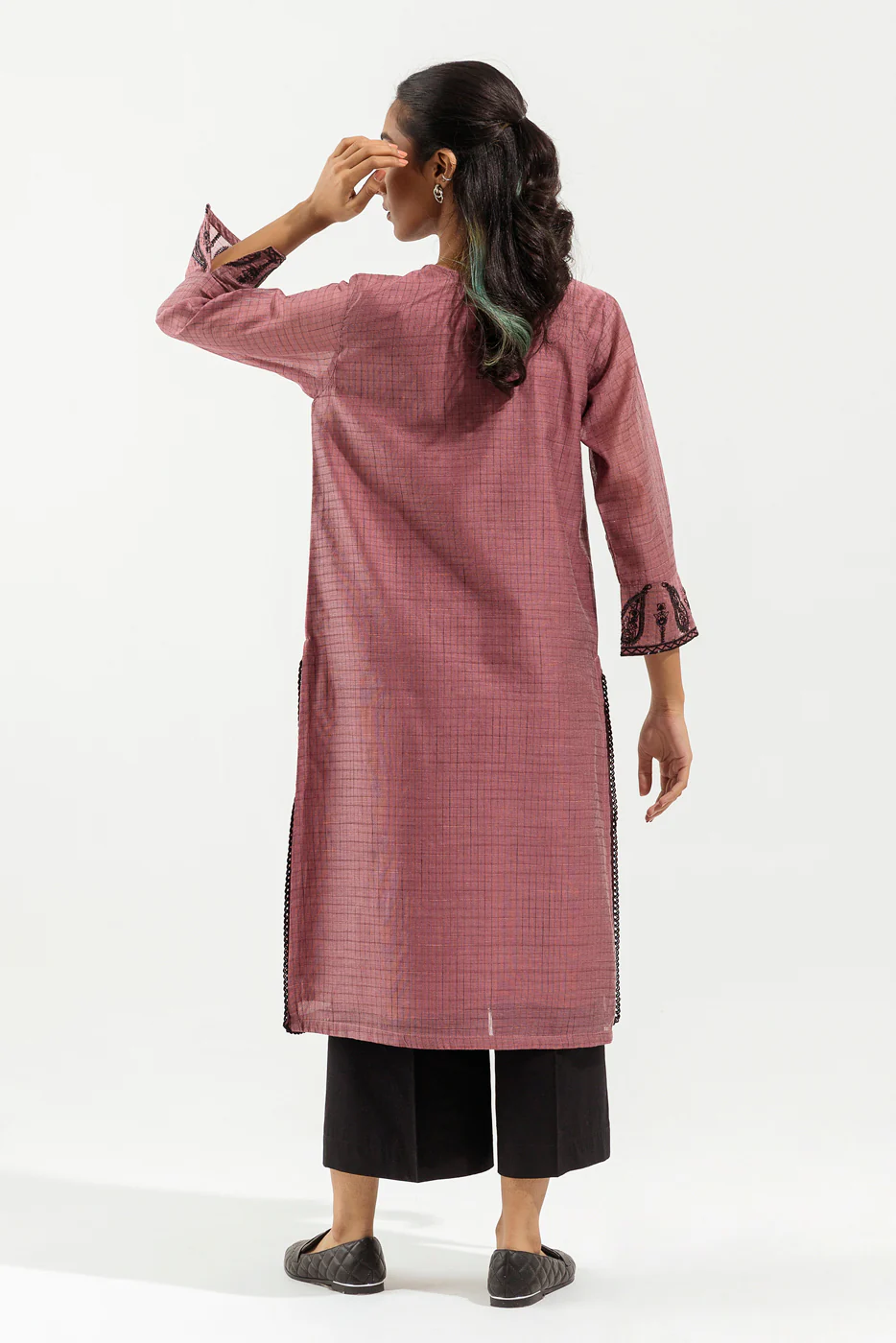 EMBROIDERED TWO TONE SHIRT (LUXURY PRET) - Image 3