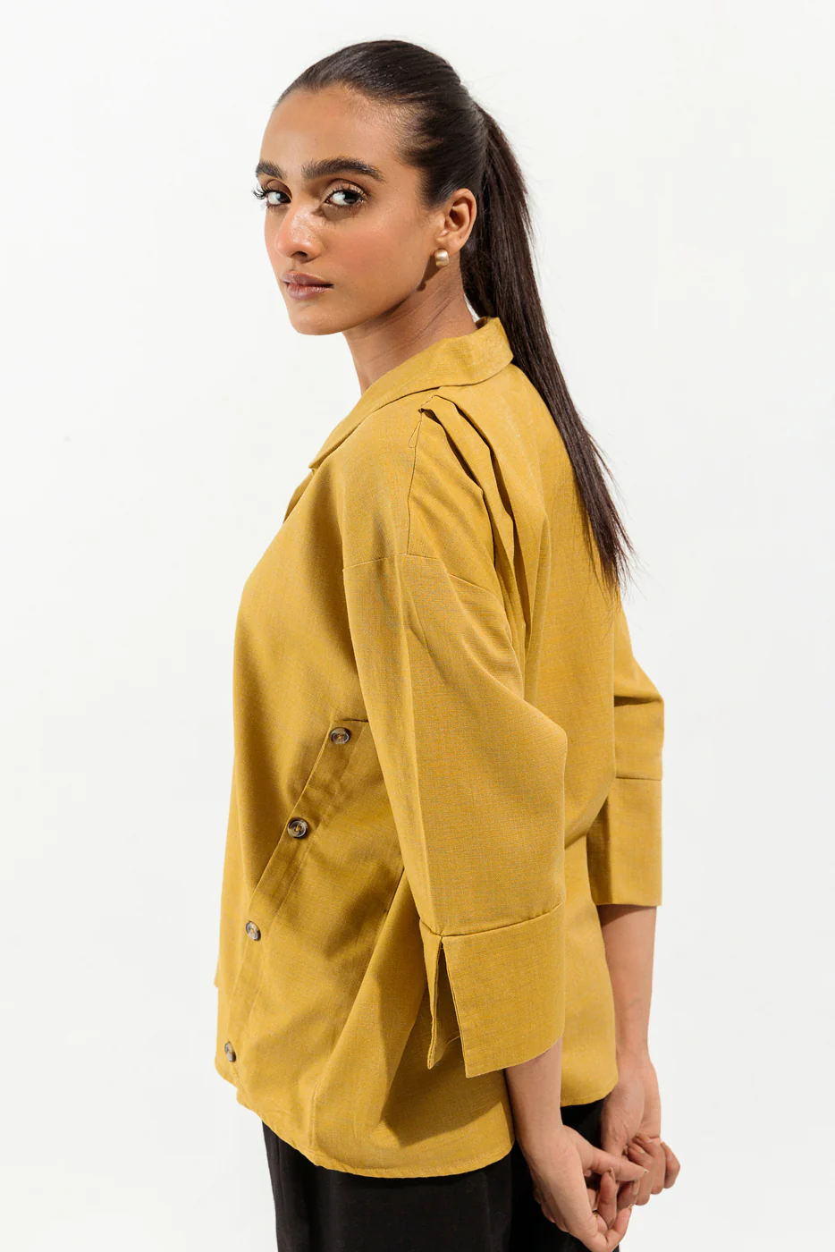 YELLOW OCHRE TEXTURED TOP - Image 3