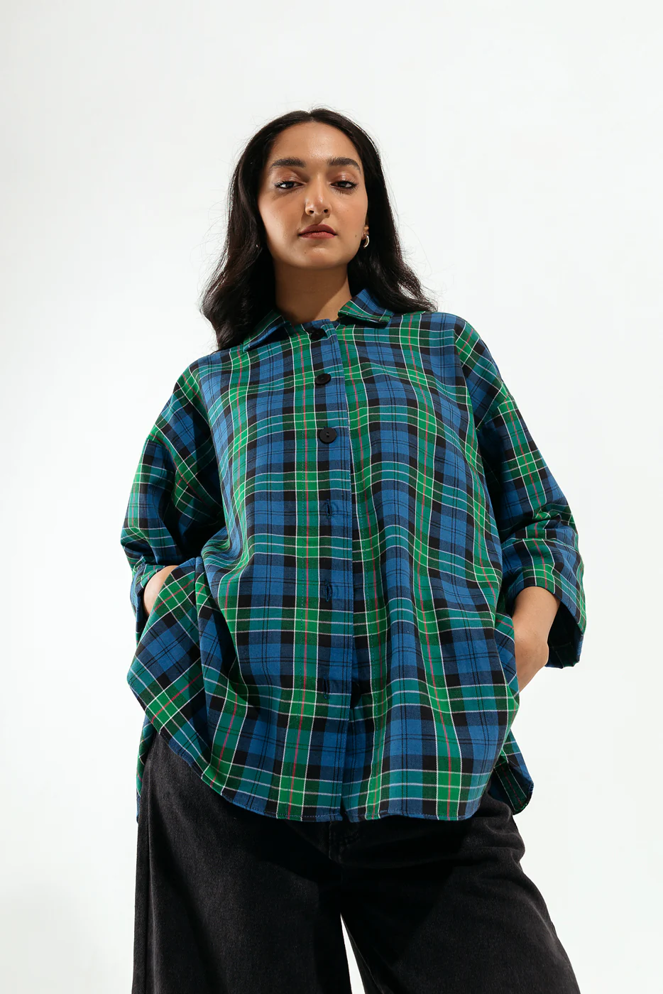 CHECKERED BUTTON DOWN SHIRT - Image 3