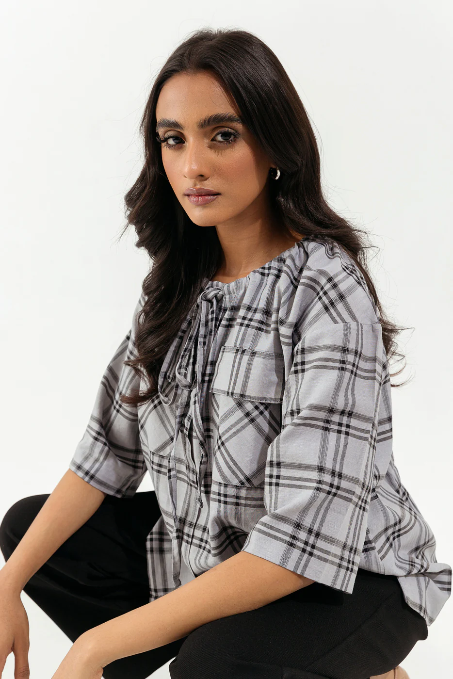GRAY CHECKERED TOP - Image 2