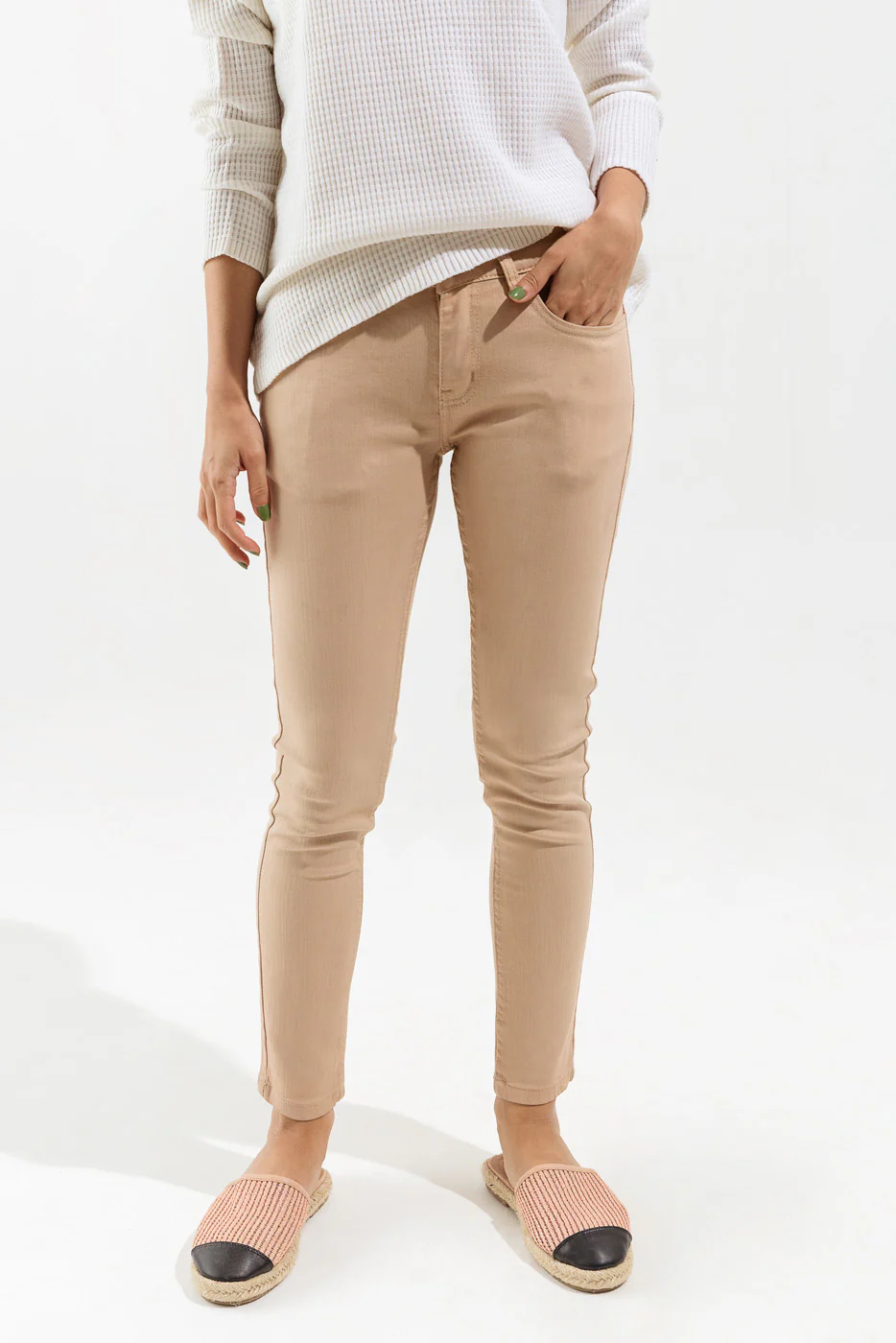 BEIGE CROPPED SKINNY JEANS - Image 2