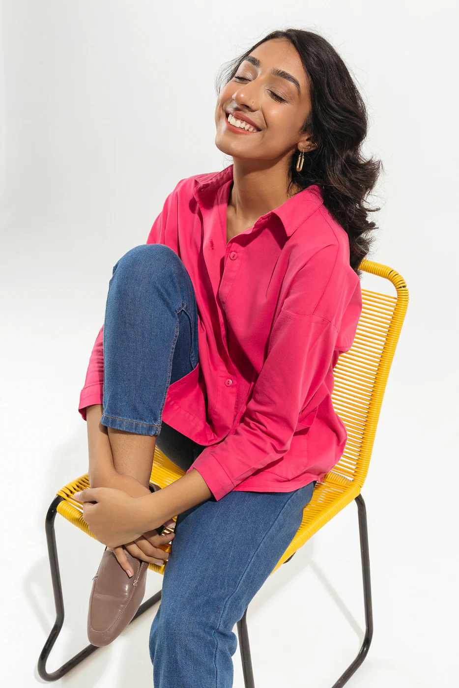 PINK DENIM BUTTON DOWN SHIRT - Image 3