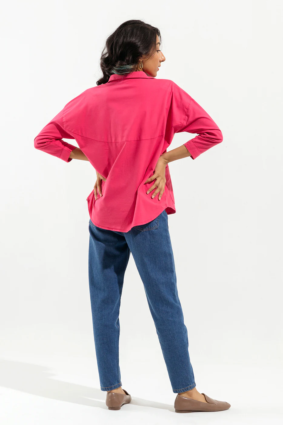 PINK DENIM BUTTON DOWN SHIRT - Image 4