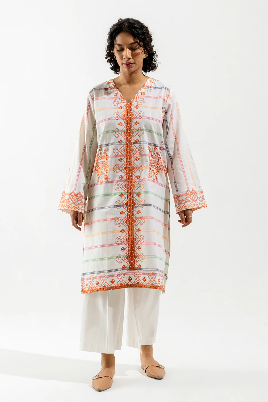 EMBROIDERED YARN DYED SHIRT (PRET) - Image 2