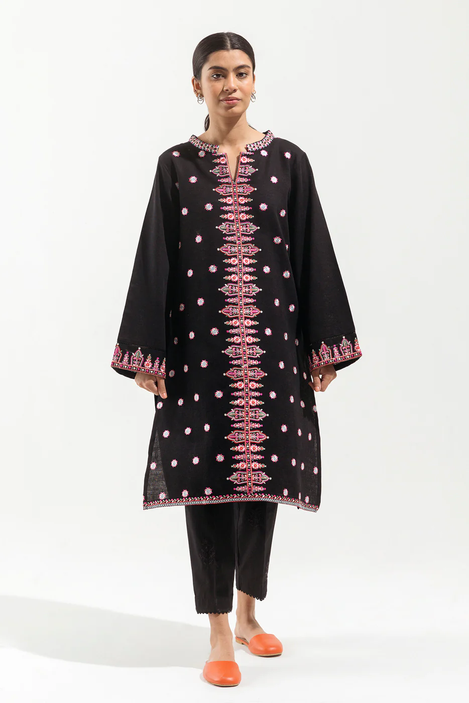 EMBROIDERED KHADDAR JACQUARD SHIRT (PRET) - Image 2
