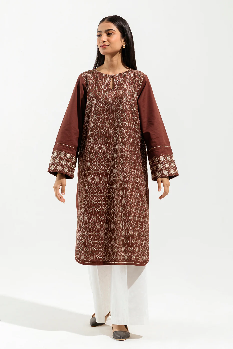 EMBROIDERED KHADDAR SHIRT (PRET) - Image 2