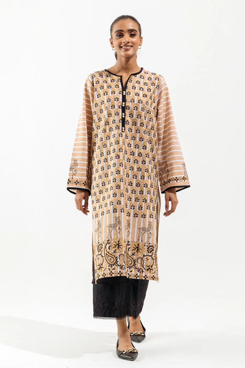 EMBROIDERED YARN DYED SHIRT (PRET) - Image 2