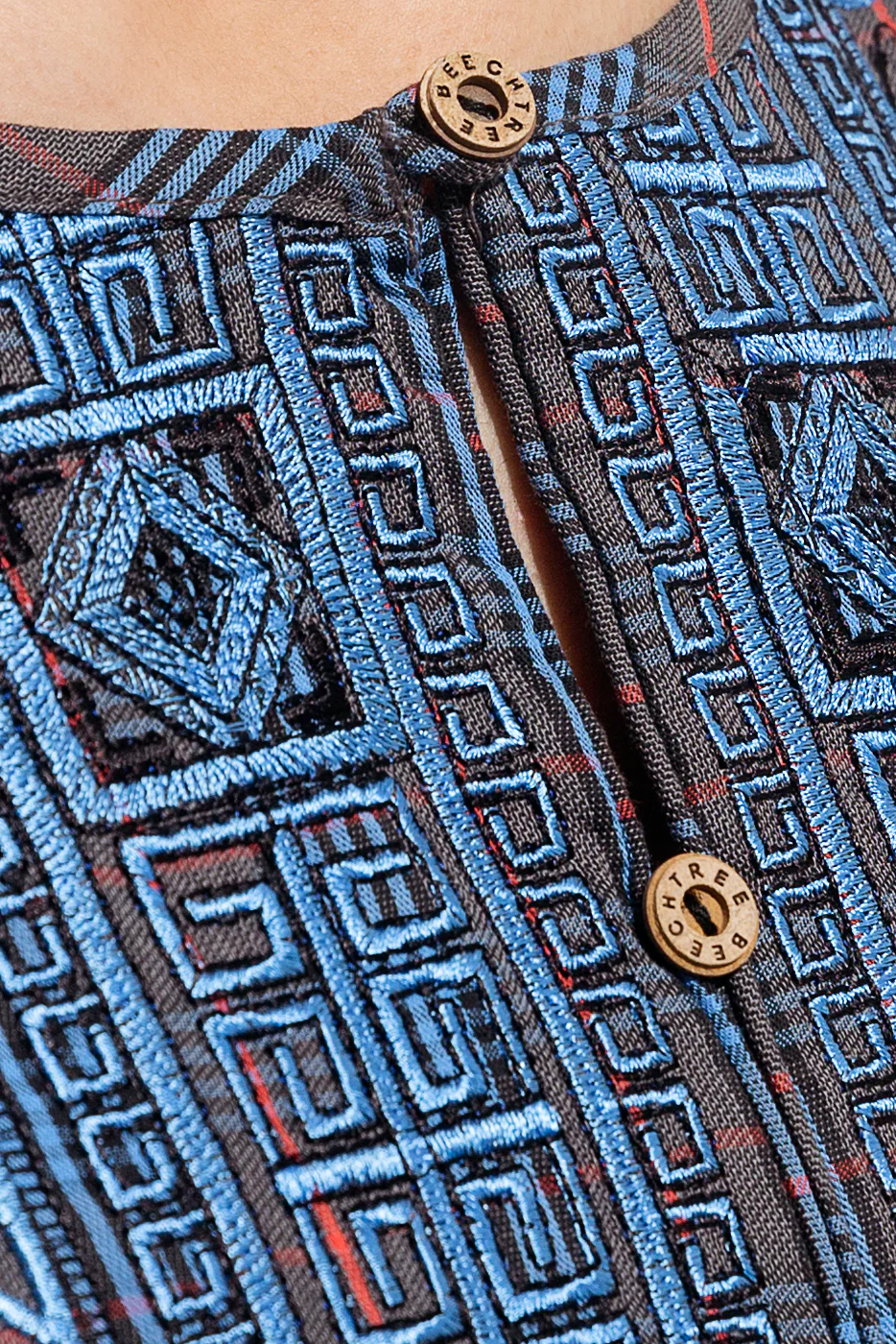 EMBROIDERED YARN DYED SHIRT (PRET) - Image 2