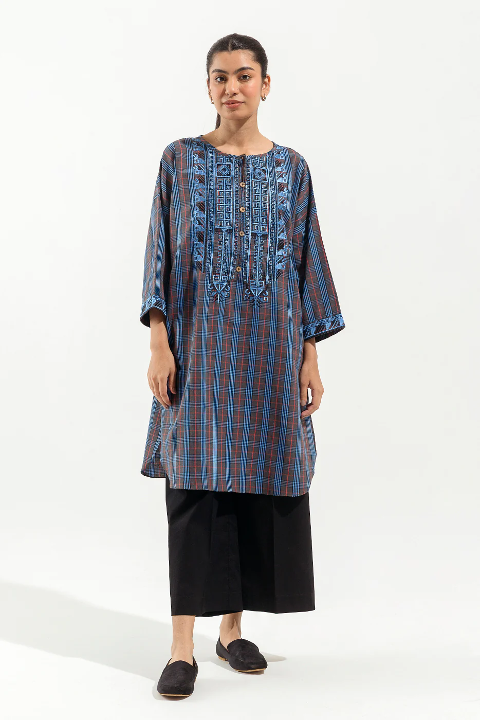 EMBROIDERED YARN DYED SHIRT (PRET) - Image 4