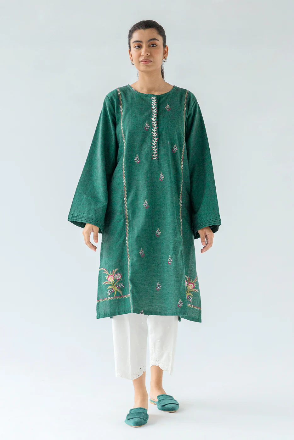 EMBROIDERED YARN DYED SHIRT (PRET) - Image 2