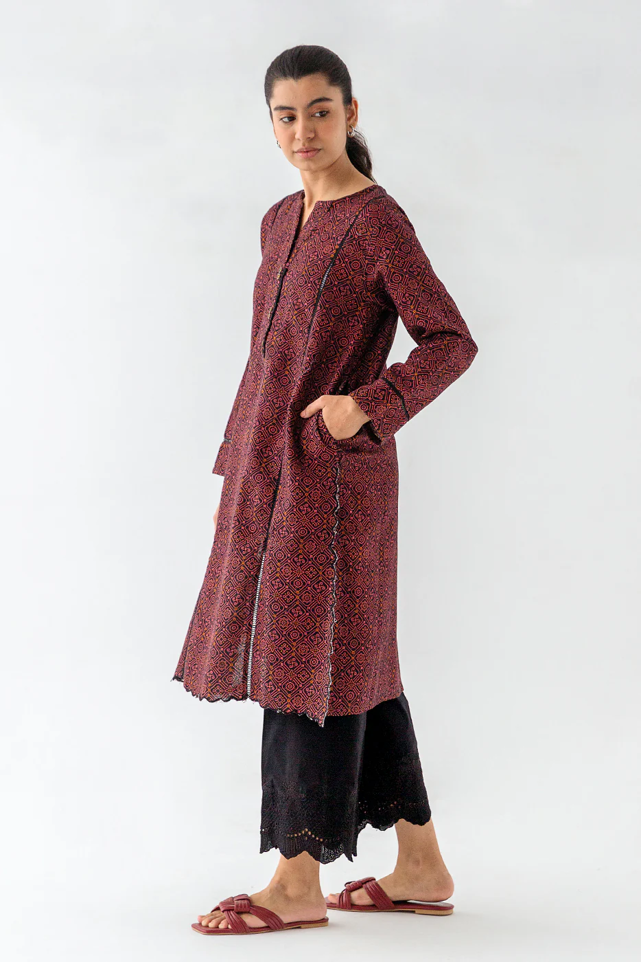 PRINTED KHADDAR SHIRT (PRET) - Image 3