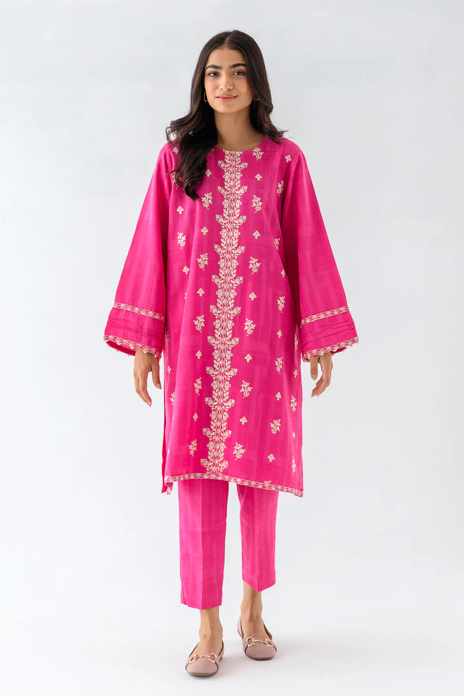 EMBROIDERED KHADDAR JACQUARD SHIRT (PRET) - Image 2