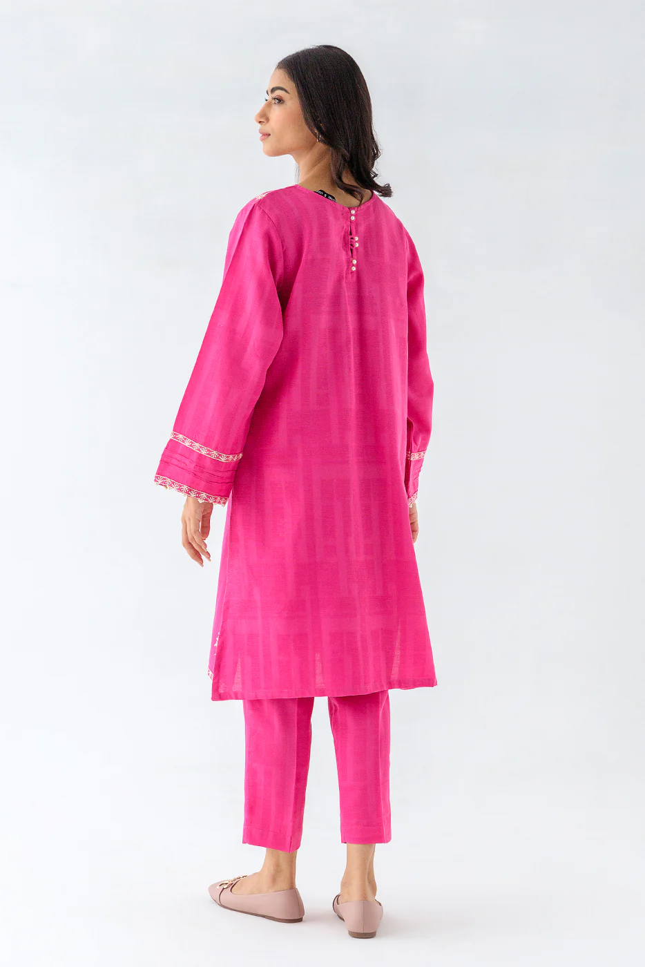 EMBROIDERED KHADDAR JACQUARD SHIRT (PRET) - Image 3