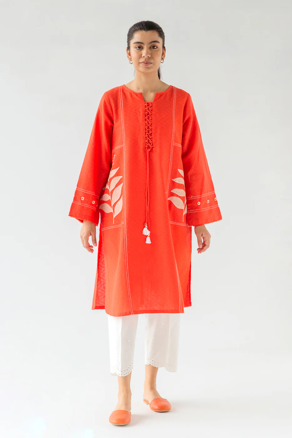 EMBROIDERED KHADDAR JACQUARD SHIRT (PRET) - Image 2