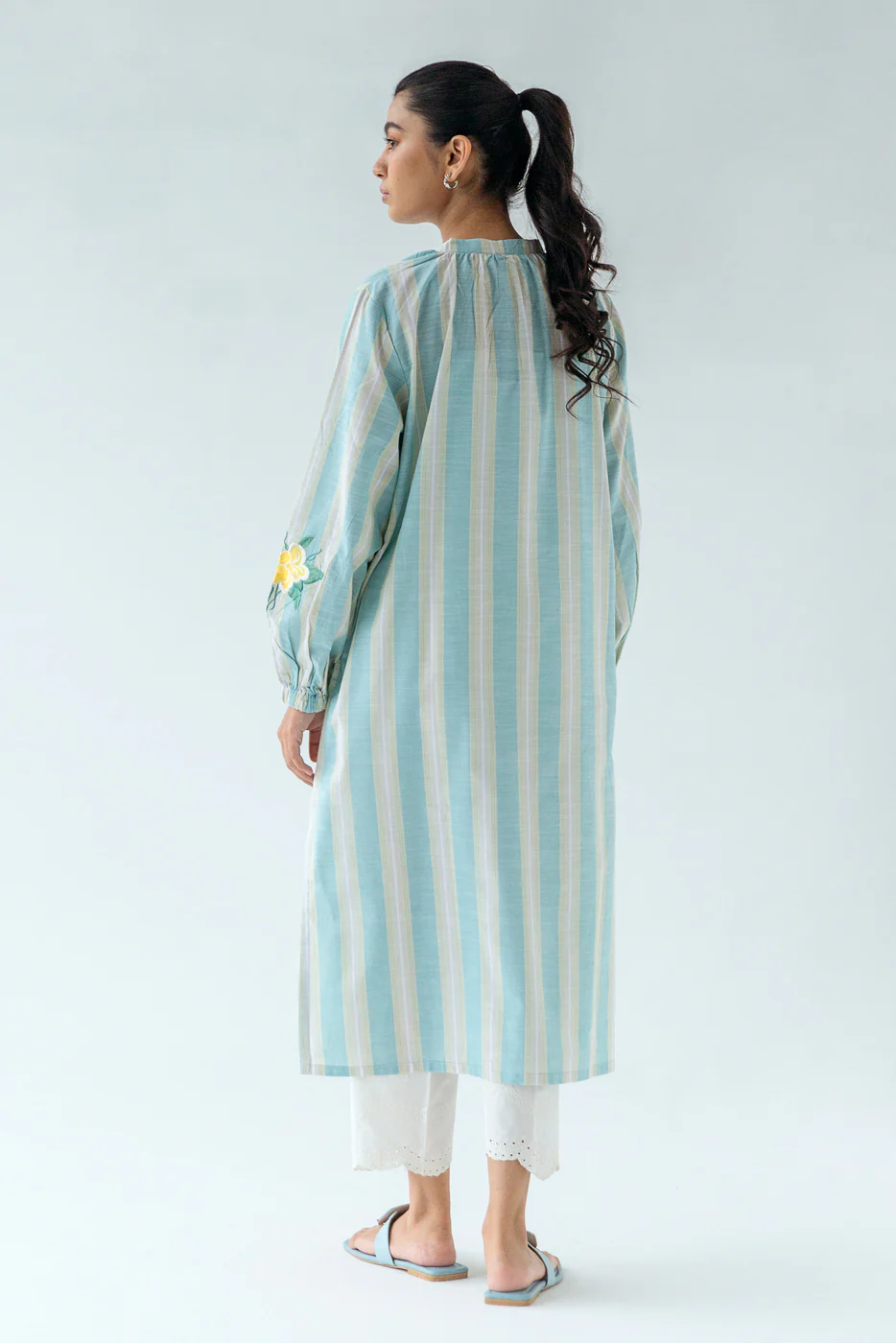EMBROIDERED YARN DYED SHIRT (PRET) - Image 3