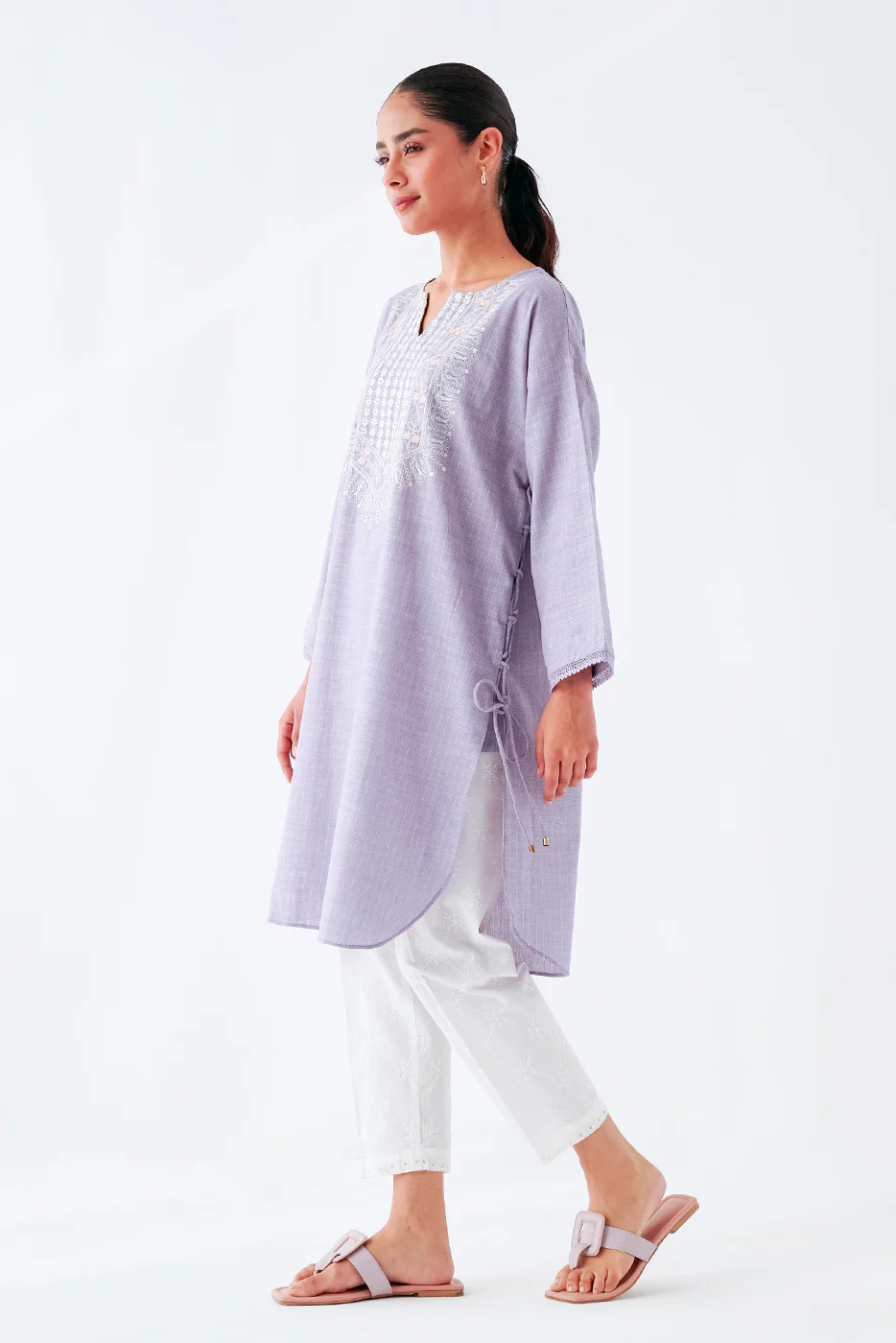 EMBROIDERED YARN DYED SHIRT (PRET) - Image 2