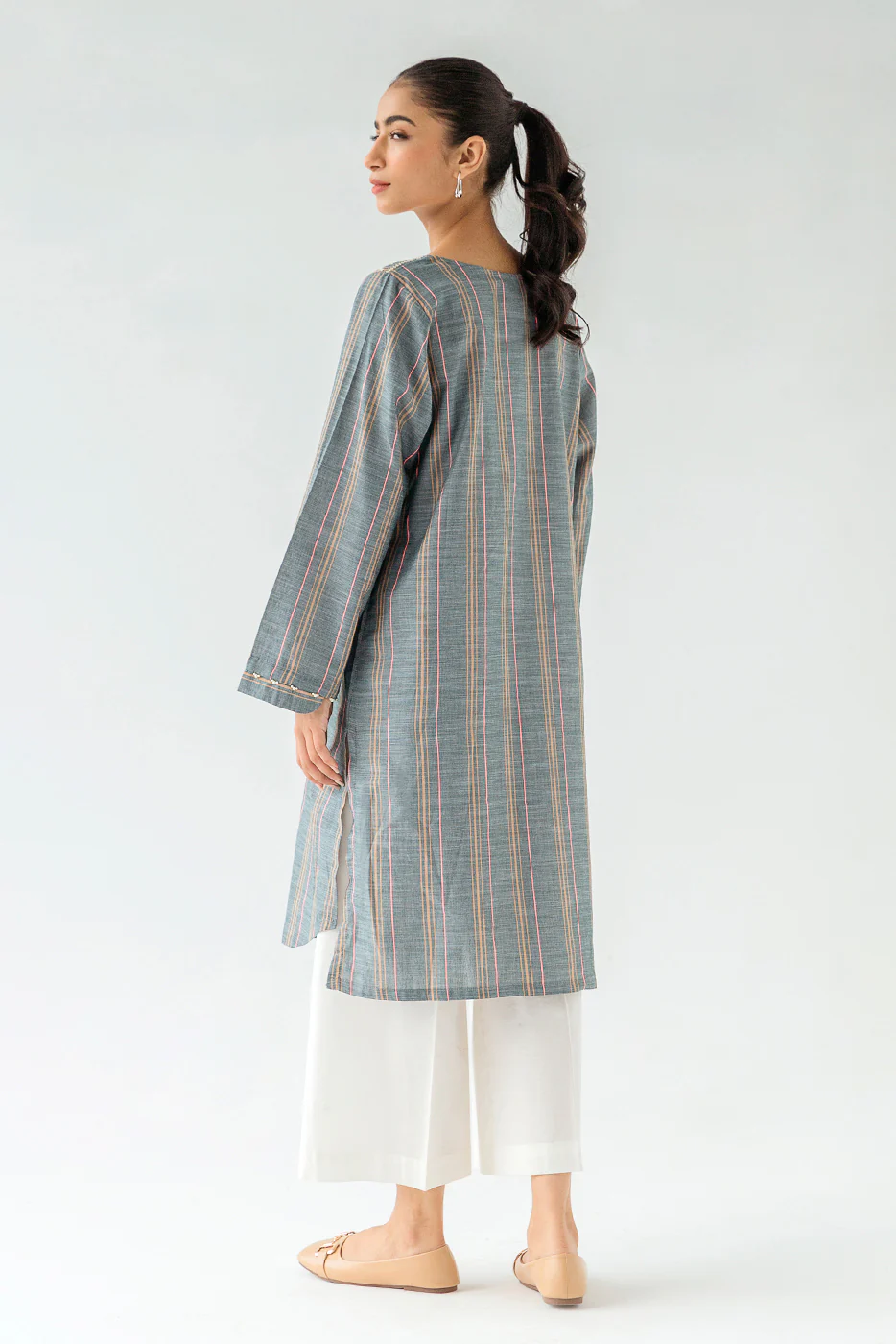EMBROIDERED YARN DYED SHIRT (PRET) - Image 3
