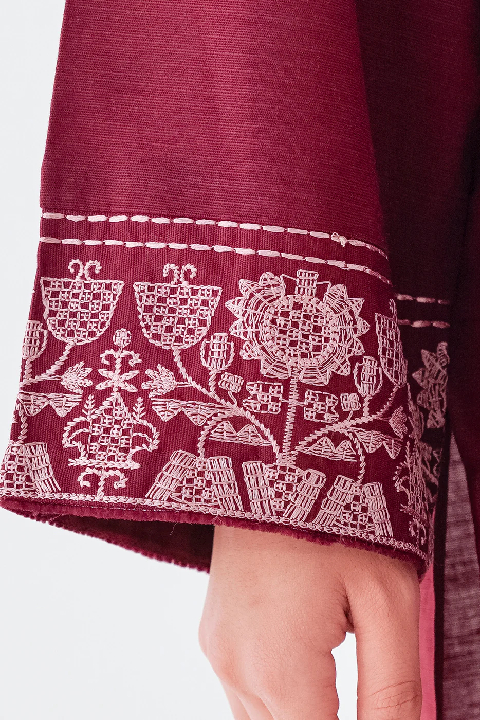 EMBROIDERED SLUB KHADDAR SHIRT (PRET) - Image 4