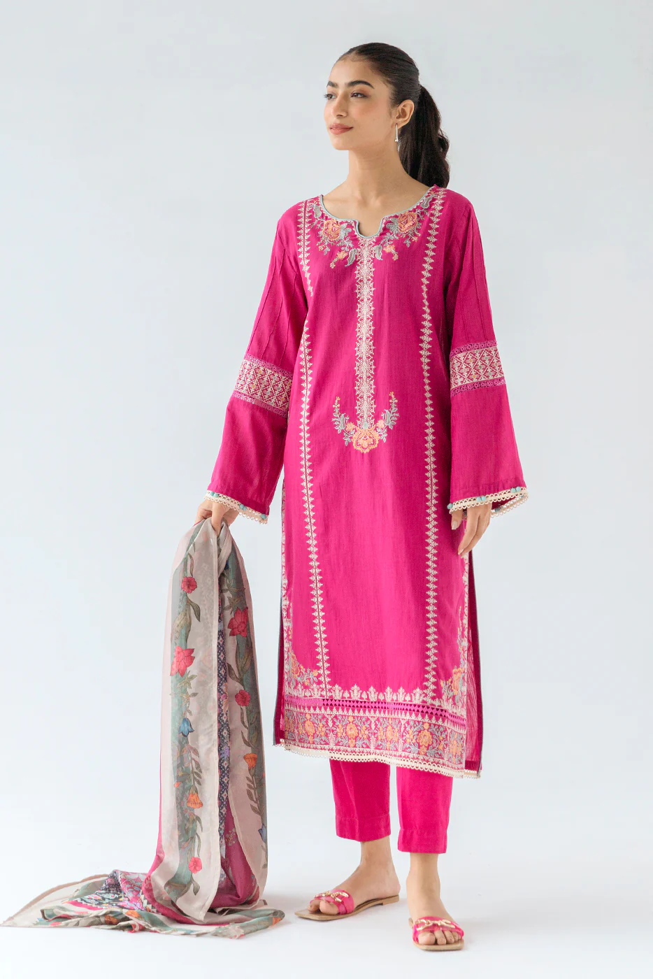 EMBROIDERED SLUB LAWN SHIRT (LUXURY PRET) - Image 2