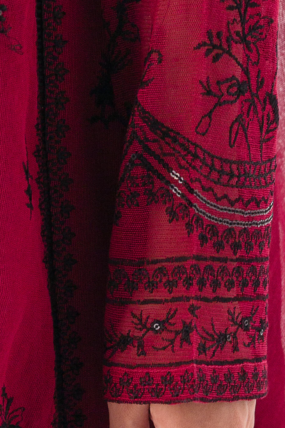 EMBROIDERED COTTON NET SHIRT (LUXURY PRET) - Image 4