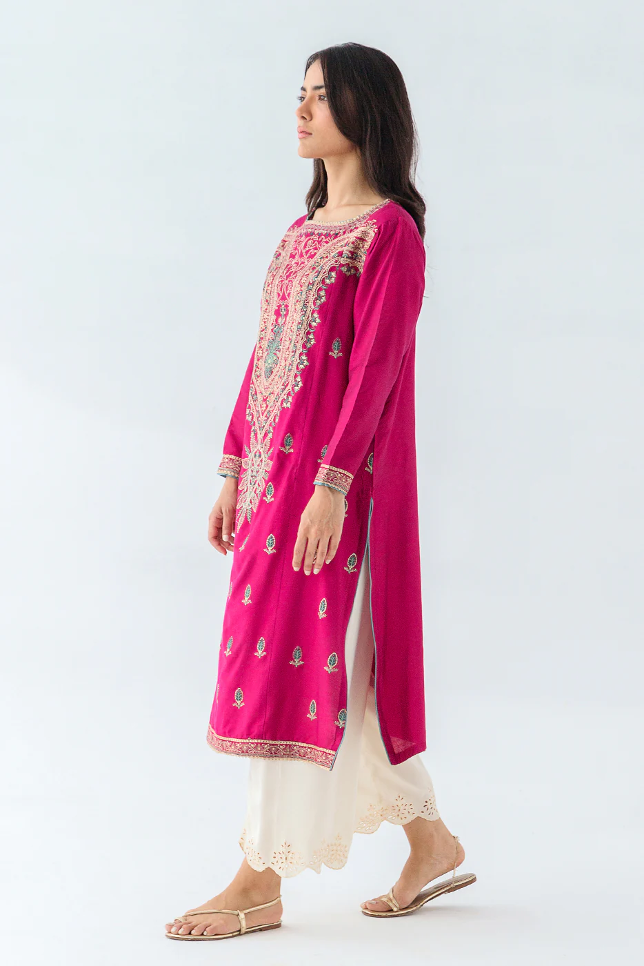 EMBROIDERED TWO TONE SHIRT (LUXURY PRET) - Image 3