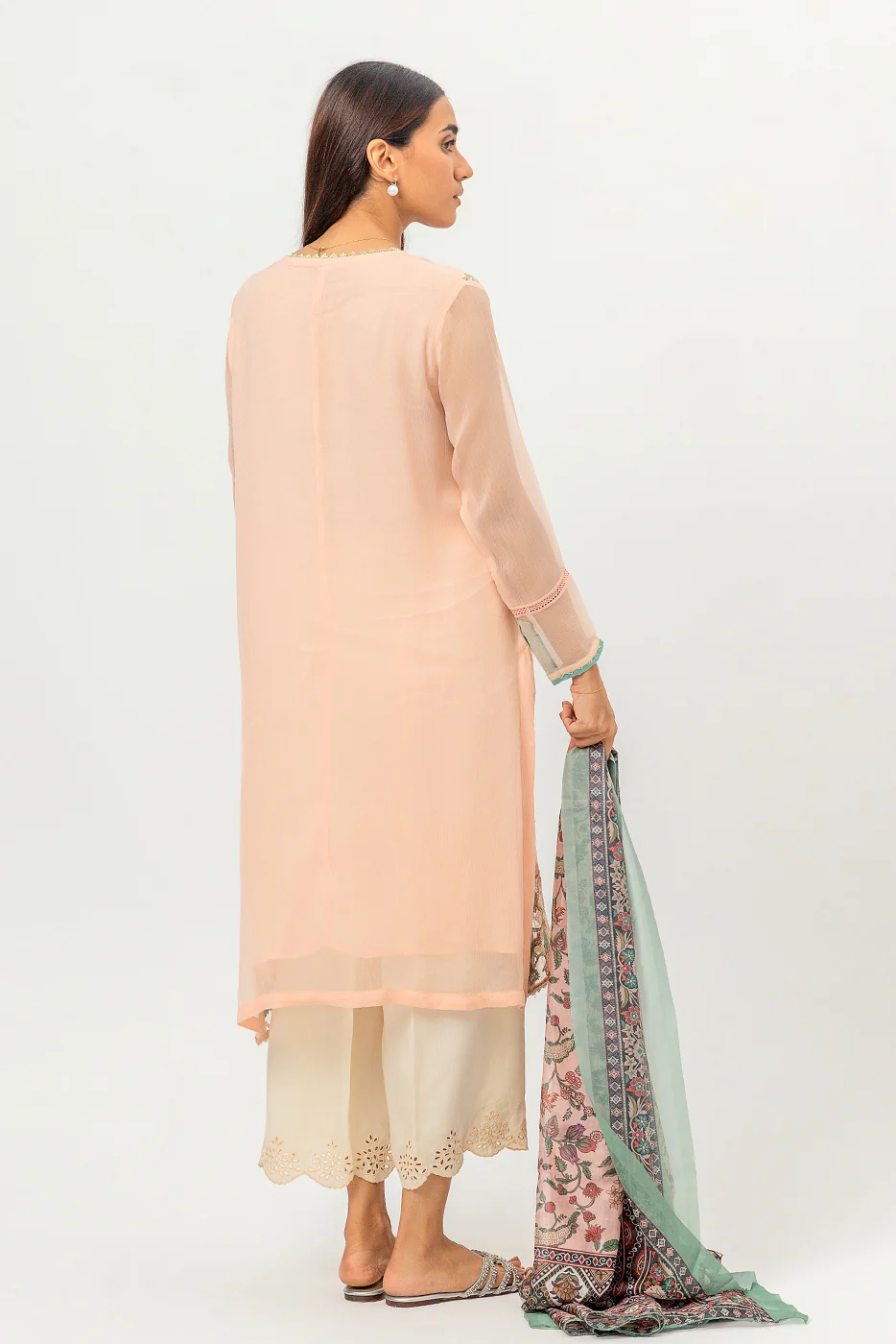 EMBROIDERED CHIFFON SHIRT (LUXURY PRET) - Image 5