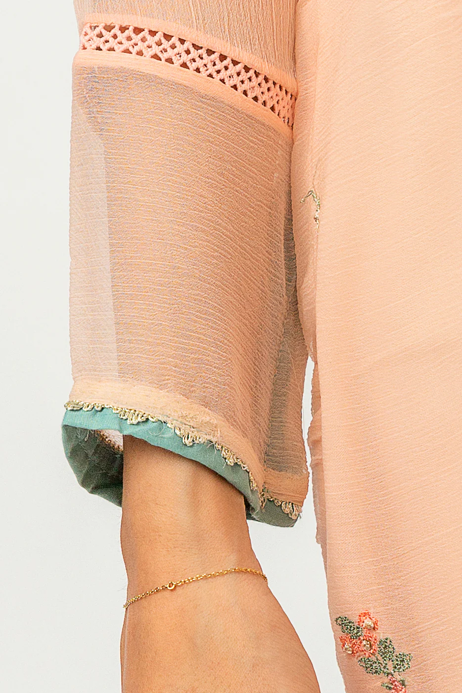 EMBROIDERED CHIFFON SHIRT (LUXURY PRET) - Image 6