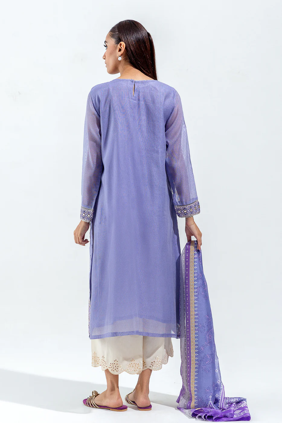 2 PIECE EMBROIDERED COTTON NET SUIT (LUXURY PRET) - Image 2