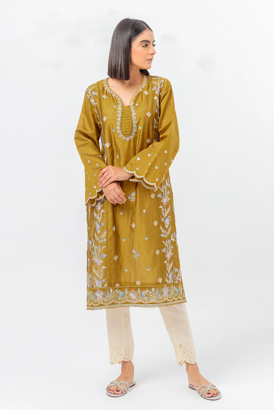 EMBROIDERED TWO TONE SHIRT (LUXURY PRET) - Image 2