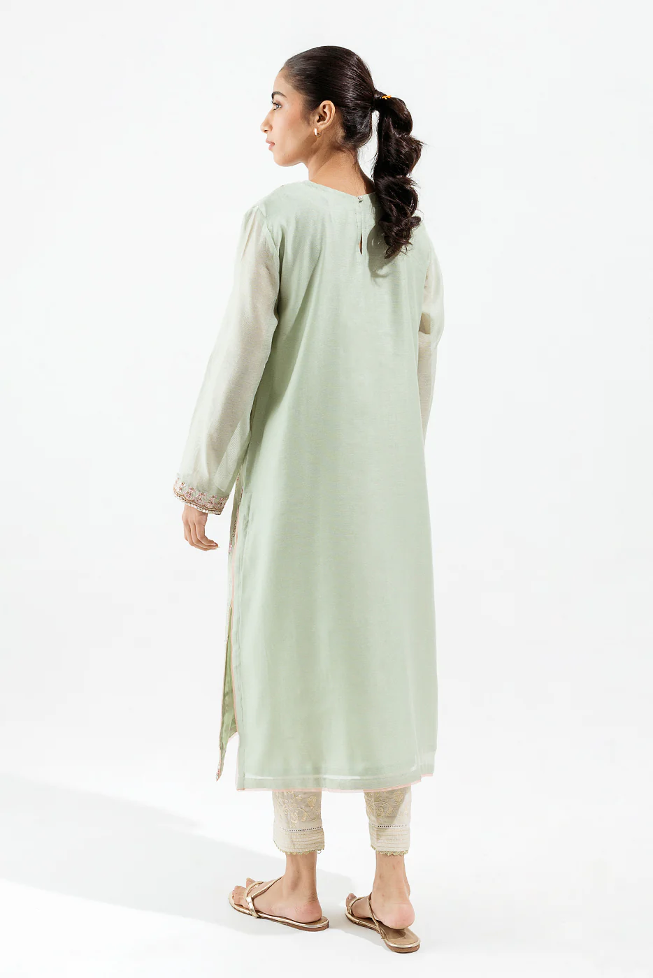 EMBROIDERED COTTON NET SHIRT (LUXURY PRET) - Image 4