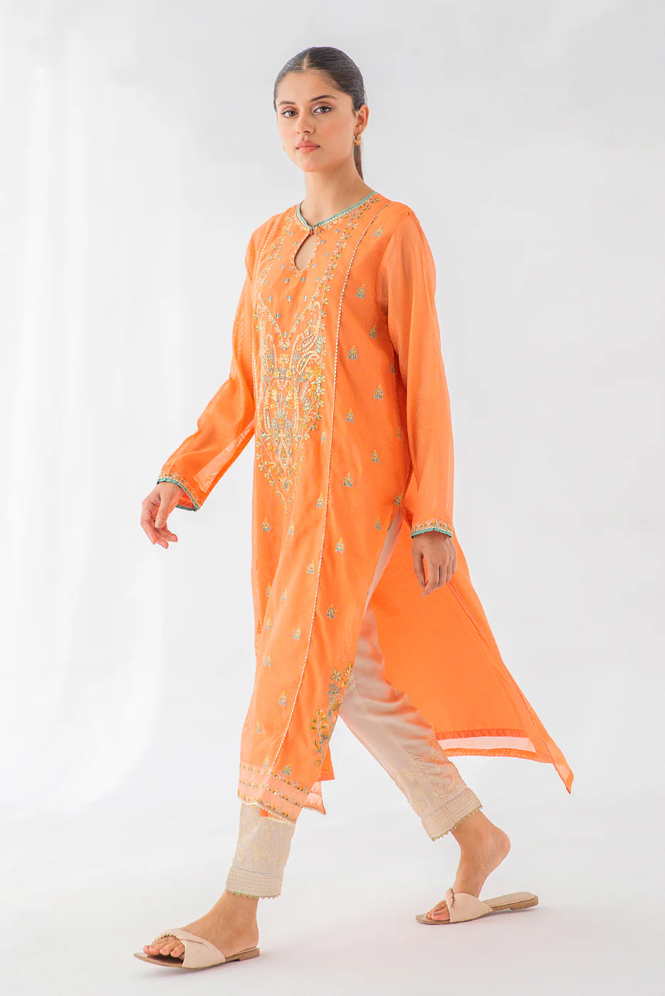 EMBROIDERED COTTON NET SHIRT (LUXURY PRET) - Image 3