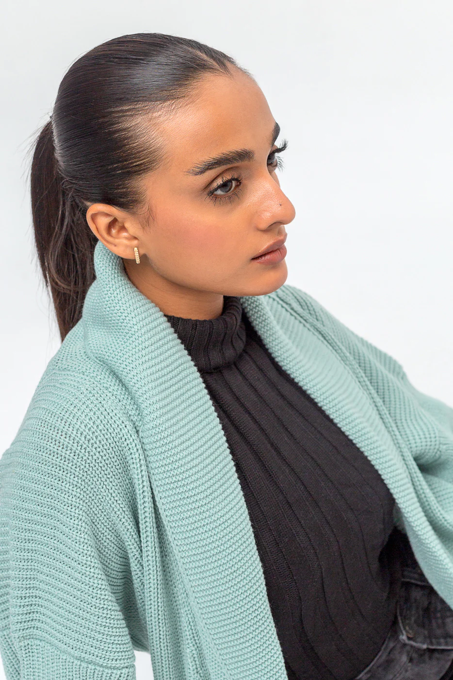 KNITTED SHAWL COLLAR SHRUG - Image 4