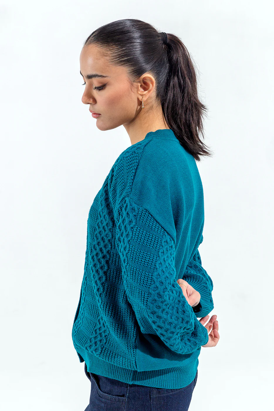 KNITTED CREW NECK CARDIGAN - Image 3