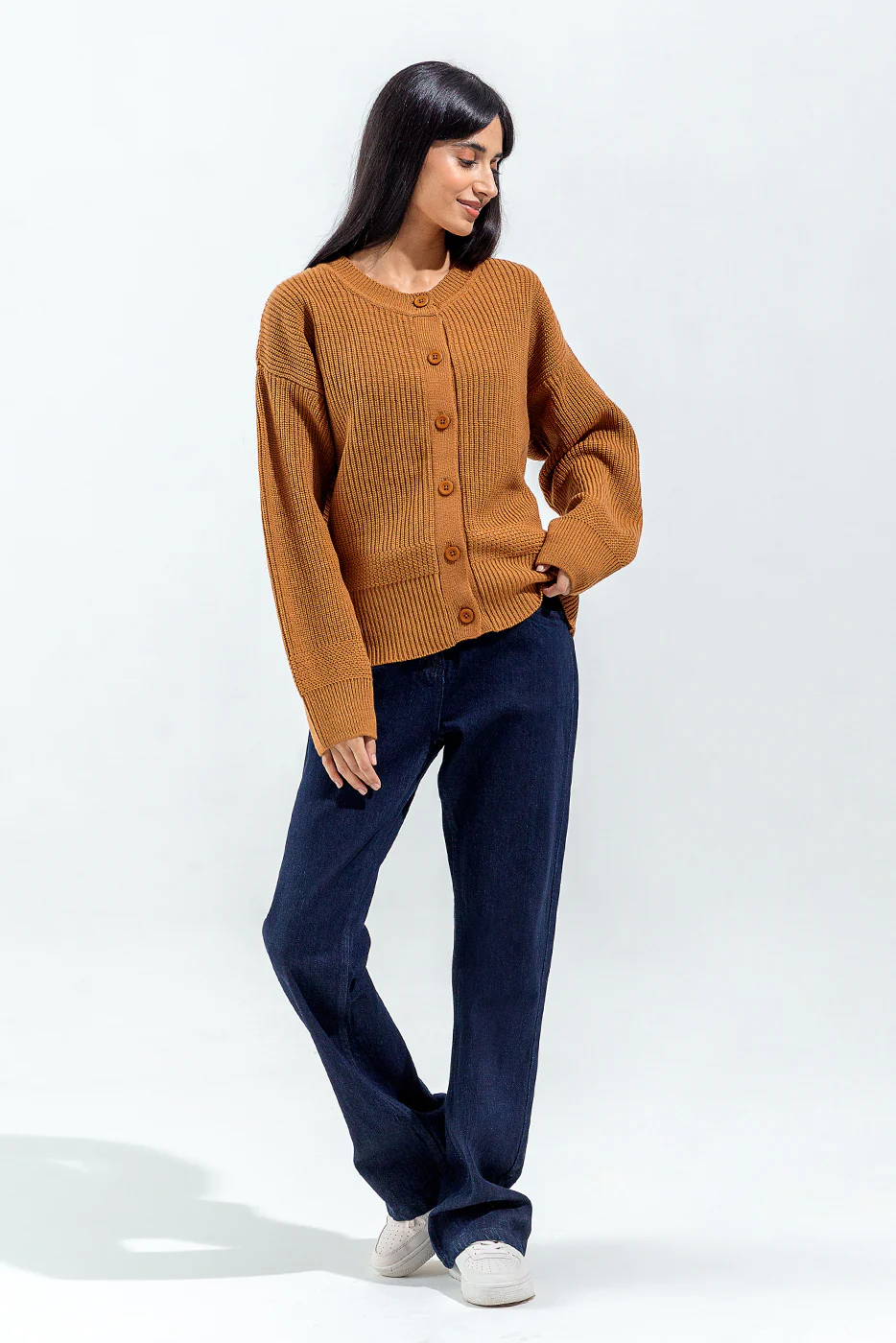 KNITTED CREW NECK CARDIGAN - Image 4