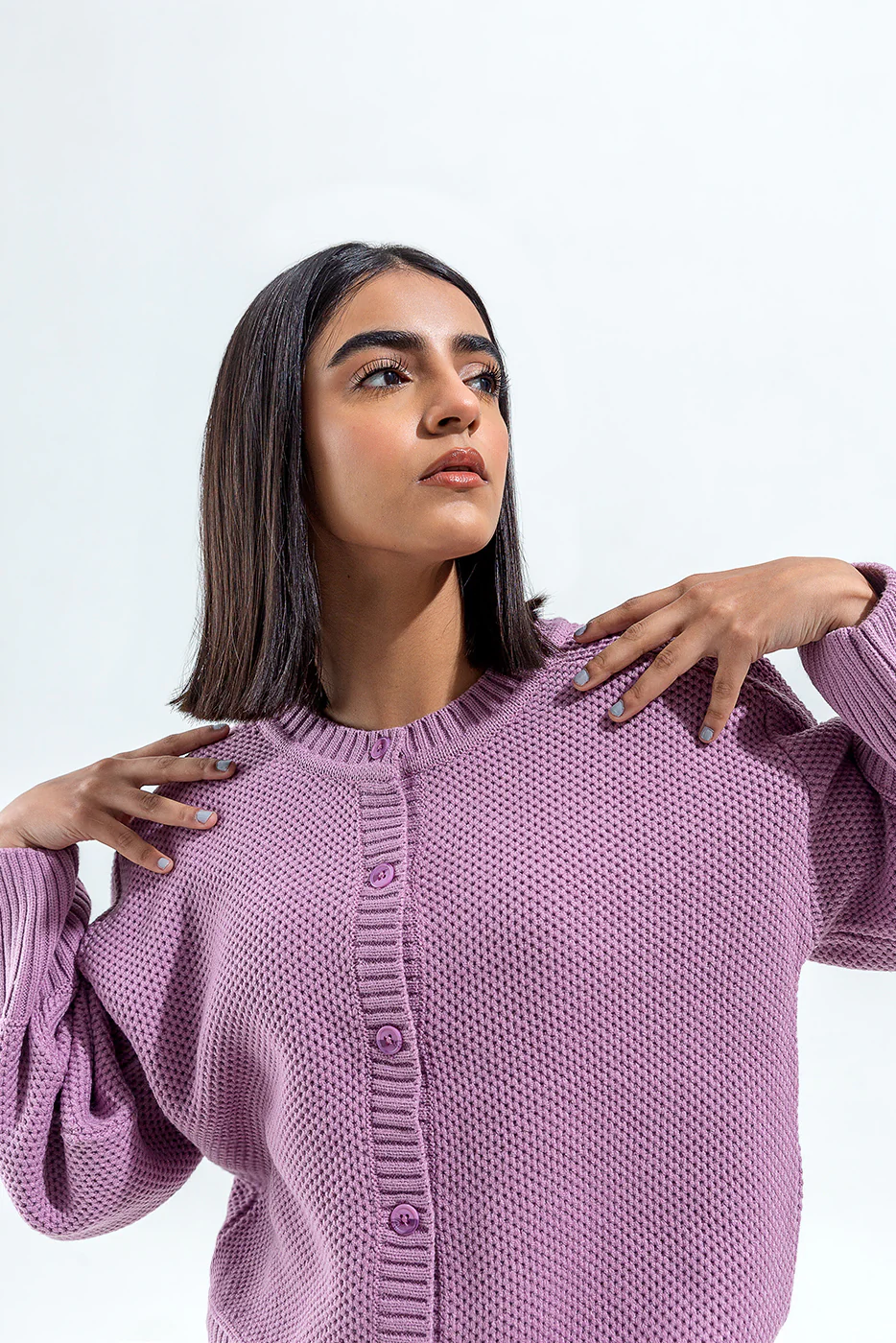 KNITTED CREW NECK CARDIGAN - Image 2