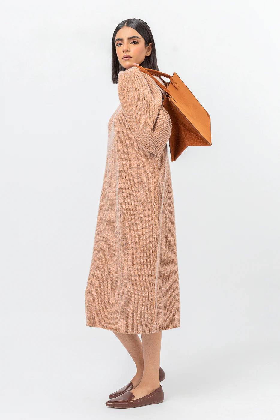 BEIGE MELANGE SWEATER DRESS - Image 2
