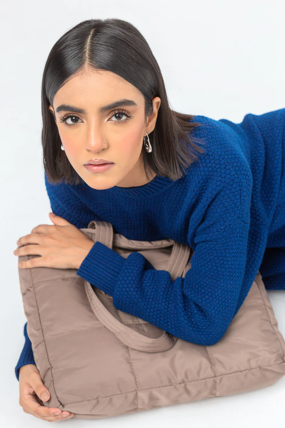 BLUE SWEATER KNIT DRESS - Image 3