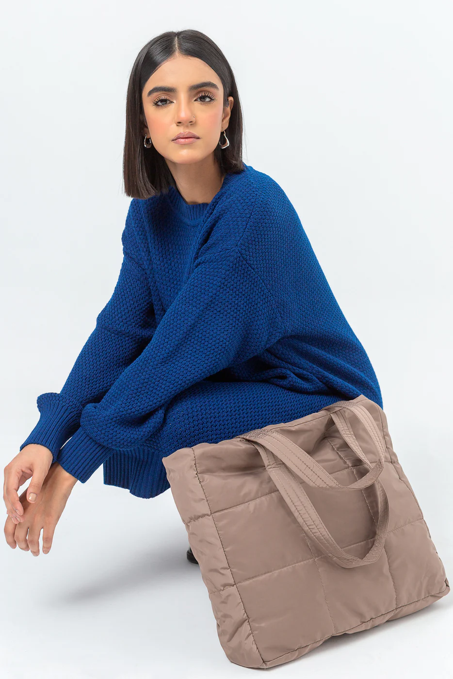 BLUE SWEATER KNIT DRESS - Image 4