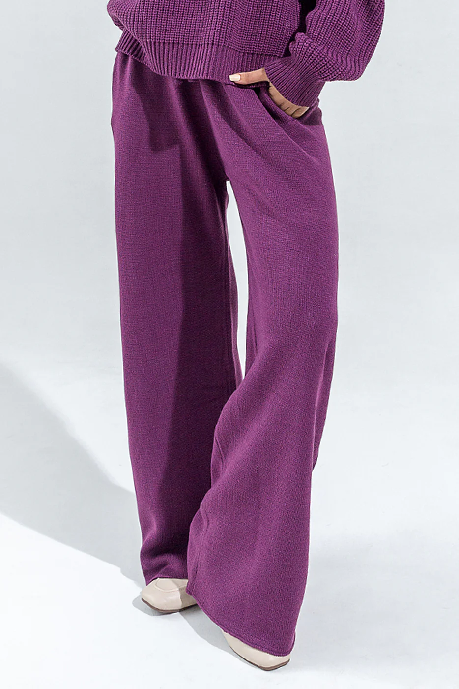 KNITTED WIDE LEG TROUSER - Image 2