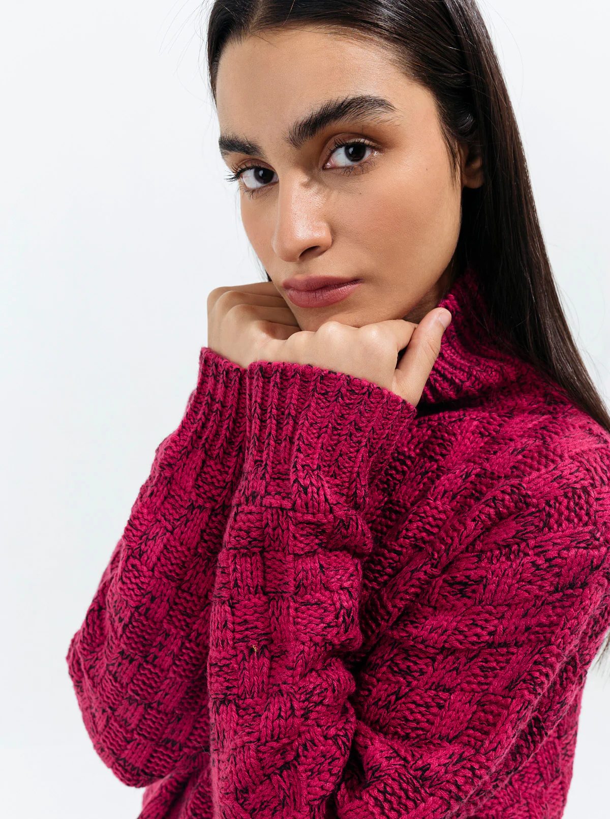 ROSE PINK PATTERN KNIT PULLOVER - Image 2