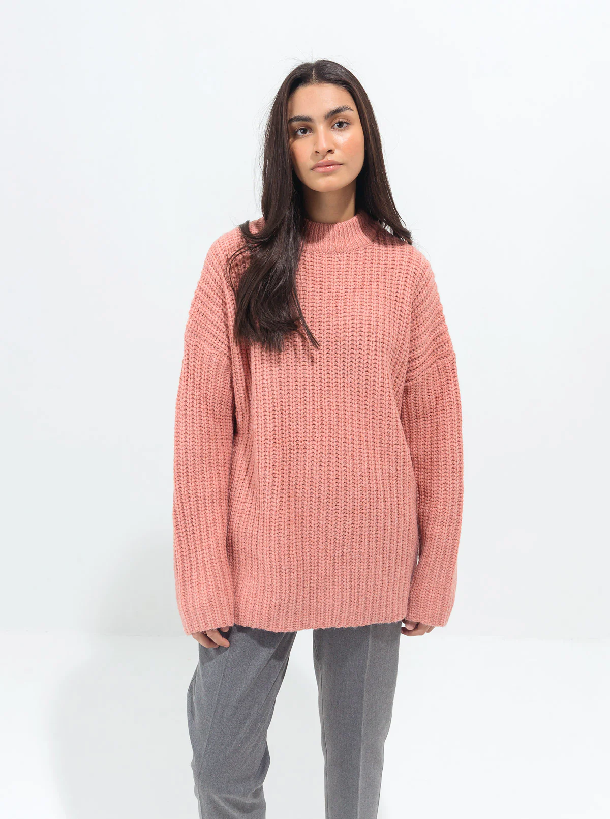 PEACH CHUNKY KNIT PULLOVER - Image 2