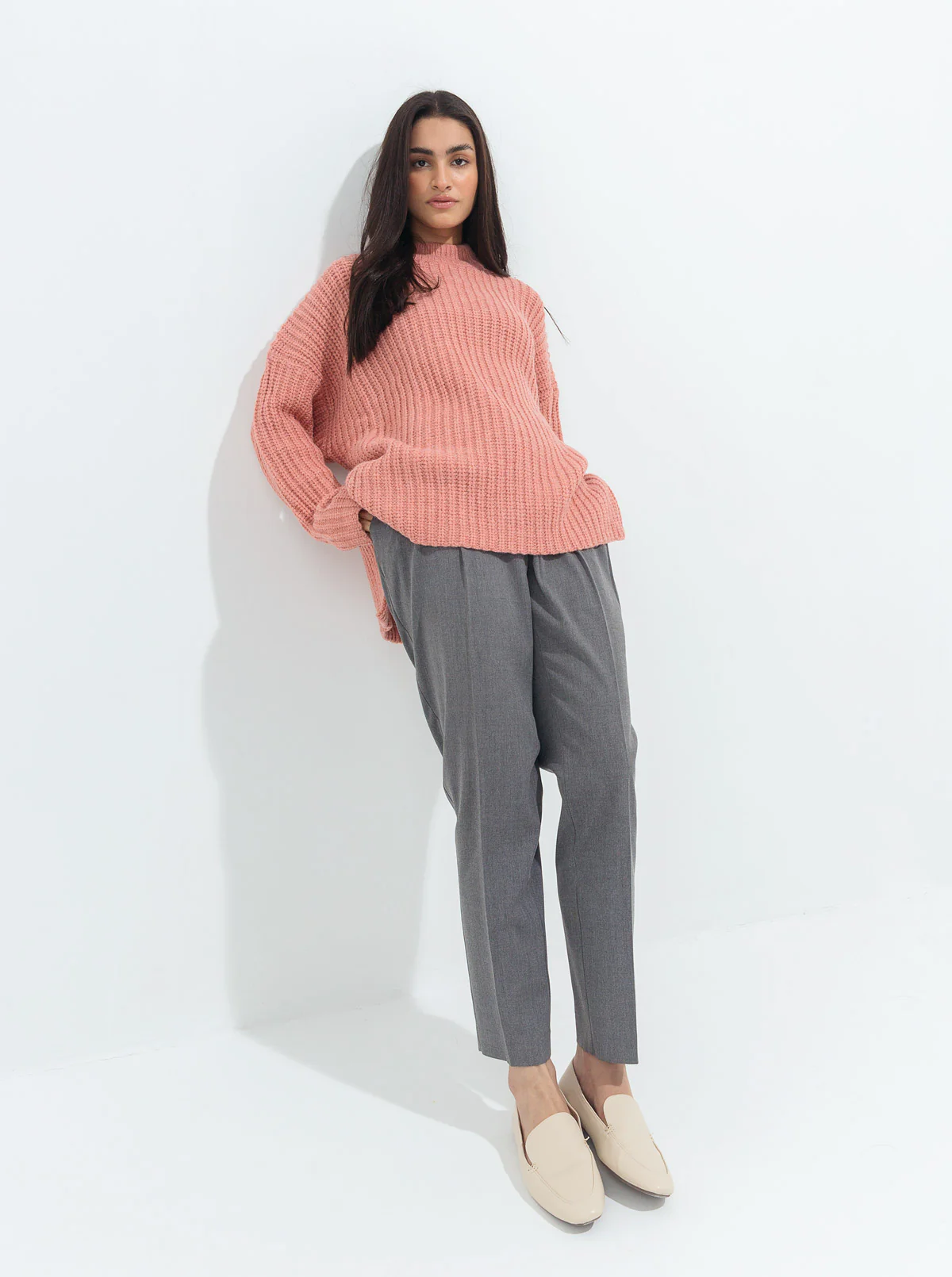 PEACH CHUNKY KNIT PULLOVER - Image 3