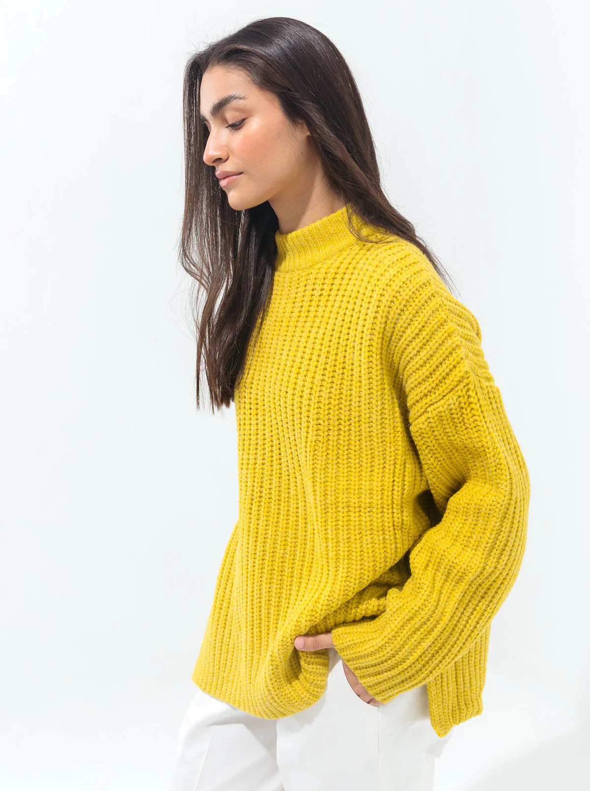 PINEAPPLE YELLOW CHUNKY KNIT PULLOVER - Image 2