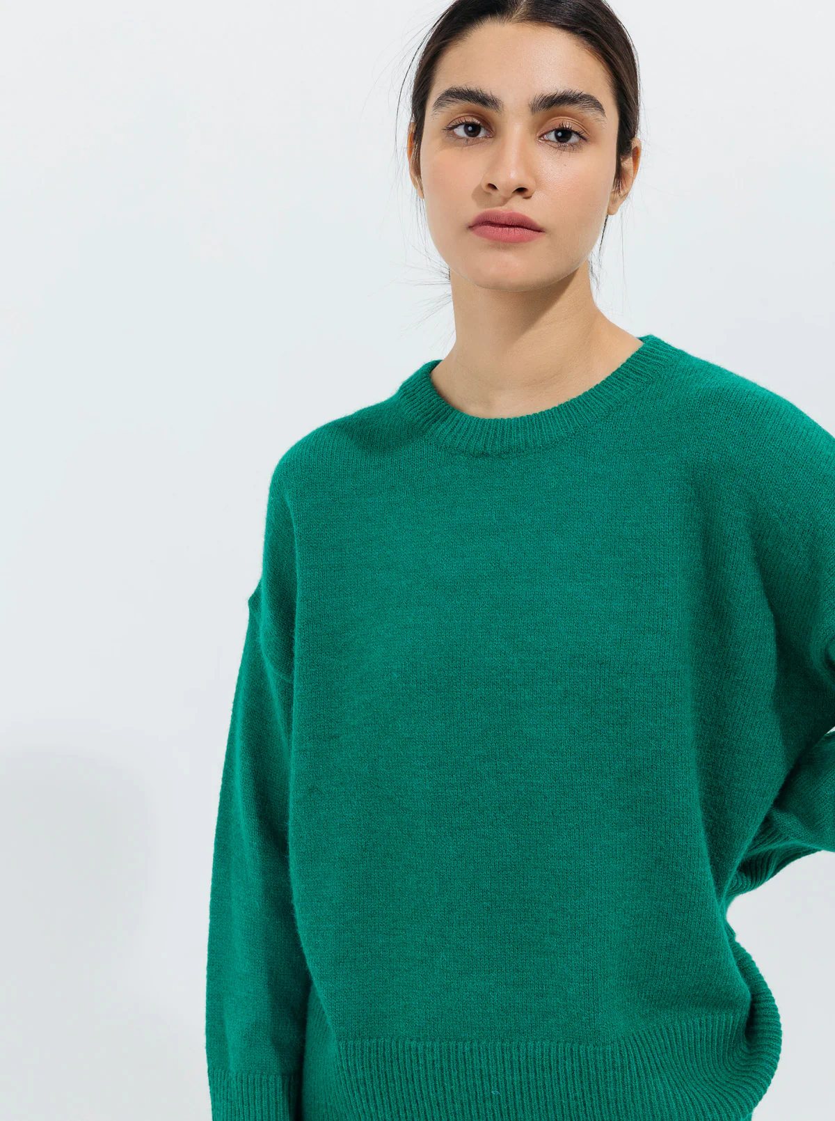 TURQUOISE FLAT KNIT PULLOVER - Image 3